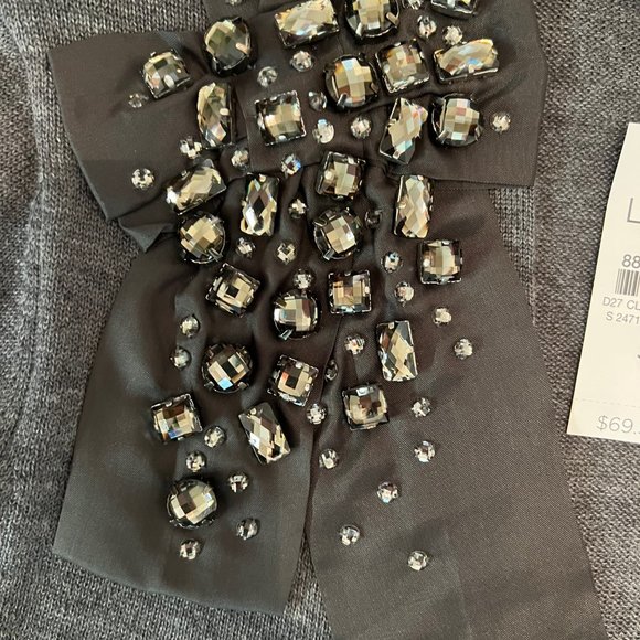 NWOT Ann Taylor Loft Gray Jeweled Cardigan - Picture 4 of 6